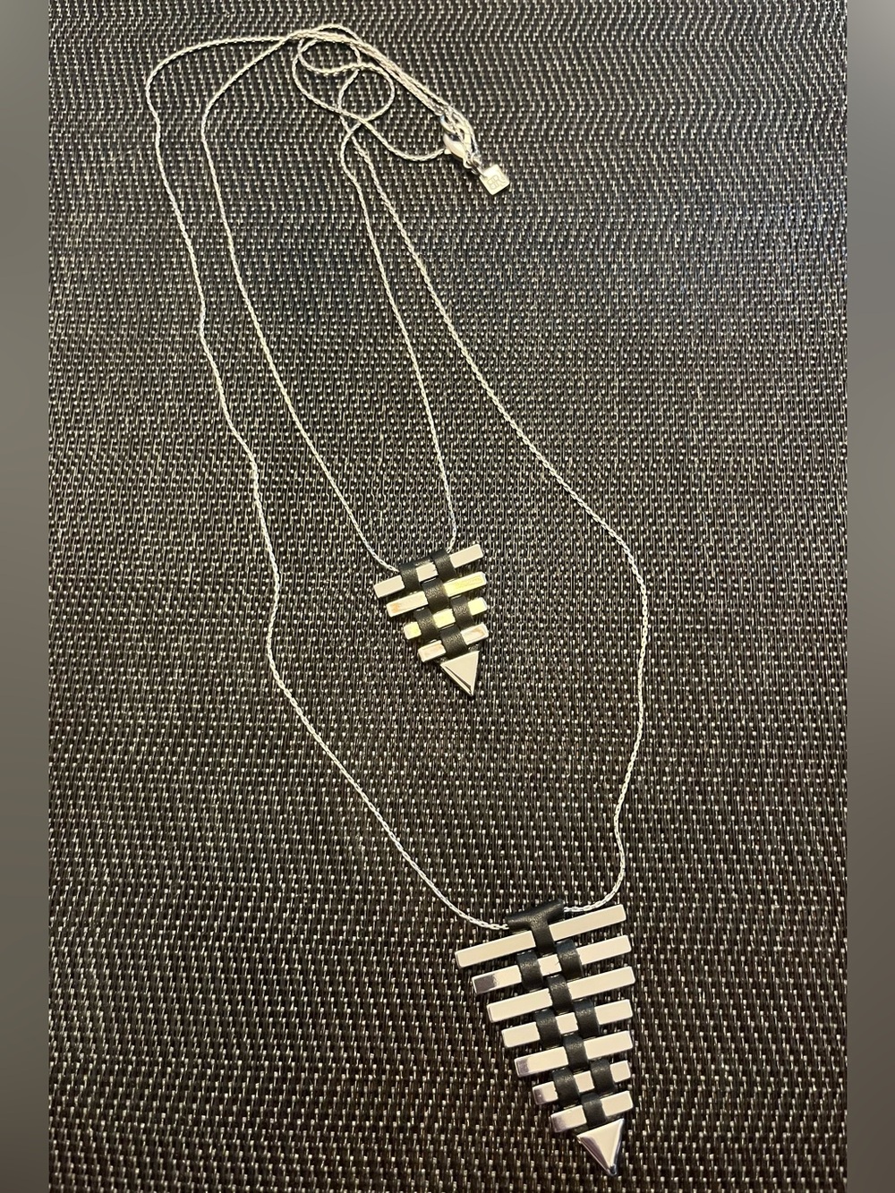 Banana Republic Dual Strand Necklace with Silver and Leather Arrow Pendants